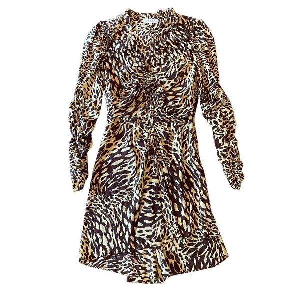 A.L.C. Marcie Silk Ruched Long Sleeve Mini Dress Size 6 752J - Picture 6 of 15